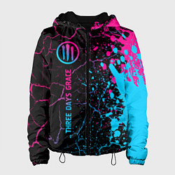 Куртка с капюшоном женская Three Days Grace - neon gradient: по-вертикали, цвет: 3D-черный