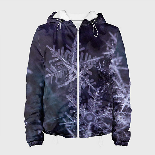 Женская куртка Снежинки макро фото / 3D-Белый – фото 1