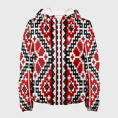 Женская куртка Вышивка геометрический узор крест / 3D-Белый – фото 1