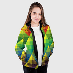 Куртка с капюшоном женская Узор из разноцветных фигур, цвет: 3D-черный — фото 2