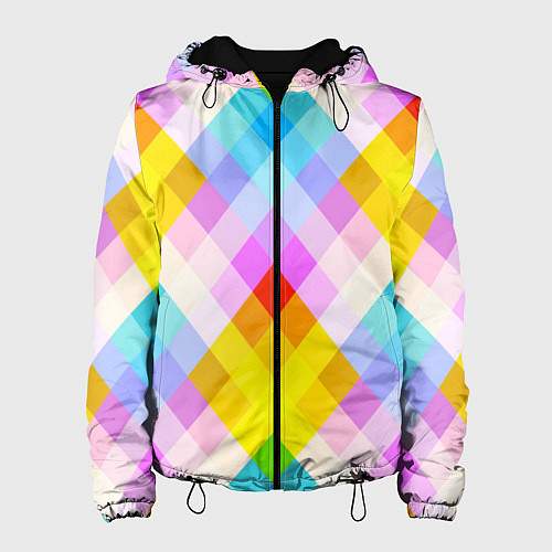 Женская куртка Узор из разноцветных ромбов / 3D-Черный – фото 1