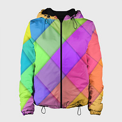 Куртка с капюшоном женская Геометрический узор из квадратов, цвет: 3D-черный