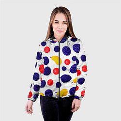 Куртка с капюшоном женская Ягодки и фрукты, цвет: 3D-черный — фото 2