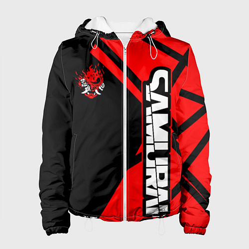 Женская куртка Cyberpunk 2077 - Надпись Samurai / 3D-Белый – фото 1