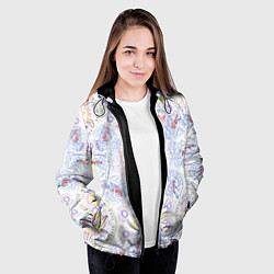 Куртка с капюшоном женская Рисунок чернилами осень среди людей, цвет: 3D-черный — фото 2