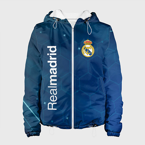 Женская куртка Real madrid голубая абстракция / 3D-Белый – фото 1