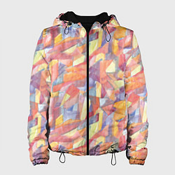 Куртка с капюшоном женская Оранжевая мозаика акварель, цвет: 3D-черный