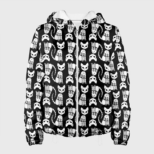 Женская куртка Скелет кошки - Halloween pattern / 3D-Белый – фото 1
