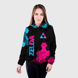 Куртка с капюшоном женская Zelda - neon gradient: надпись, символ, цвет: 3D-черный — фото 2