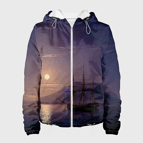 Женская куртка Парусник у берегов Крыма в лунную ночь Айвазовский / 3D-Белый – фото 1