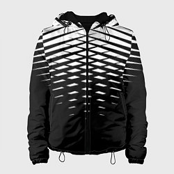Куртка с капюшоном женская Черно-белая симметричная сетка из треугольников, цвет: 3D-черный
