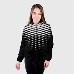 Куртка с капюшоном женская Черно-белая симметричная сетка из треугольников, цвет: 3D-черный — фото 2
