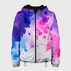 Куртка с капюшоном женская Акварельные кляксы, цвет: 3D-черный