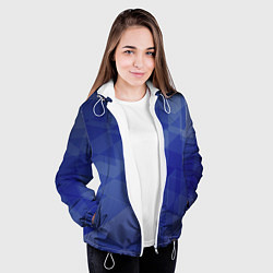Куртка с капюшоном женская Абстрактные синие прямоугольные фигуры, цвет: 3D-белый — фото 2