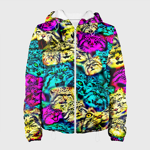 Женская куртка Психоделические манулы / 3D-Белый – фото 1