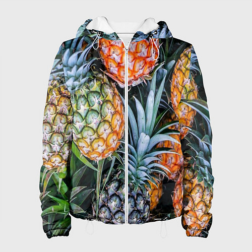 Женская куртка Фон из ананасов / 3D-Белый – фото 1
