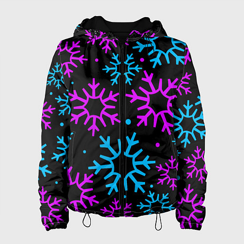 Женская куртка Неоновые снежинки / 3D-Черный – фото 1