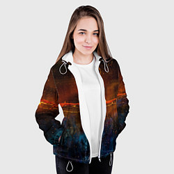 Куртка с капюшоном женская Тени, блёстки и краски во тьме, цвет: 3D-белый — фото 2