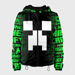 Куртка с капюшоном женская Лицо Крипера - Майнкрафт, цвет: 3D-черный