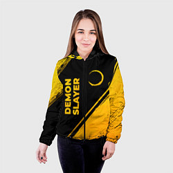 Куртка с капюшоном женская Demon Slayer - gold gradient: надпись, символ, цвет: 3D-черный — фото 2