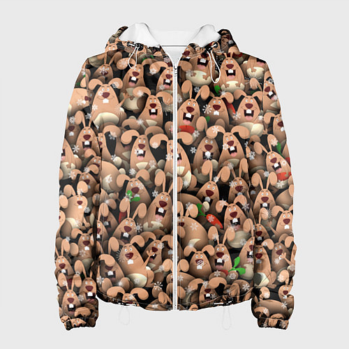 Женская куртка Новогодние зайцы / 3D-Белый – фото 1