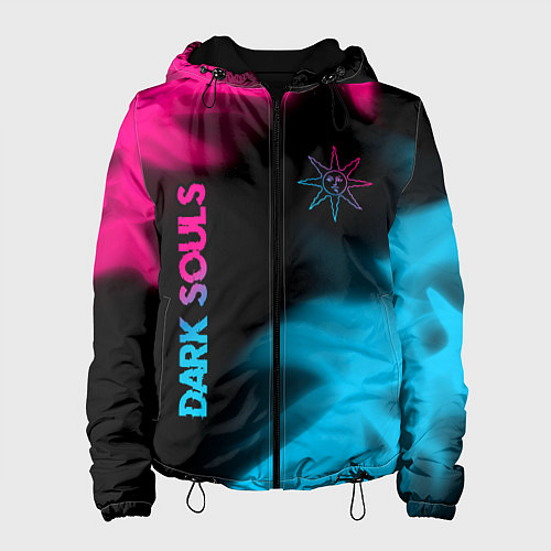 Женская куртка Dark Souls - neon gradient: надпись, символ / 3D-Черный – фото 1