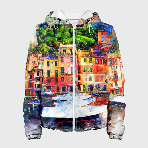 Женская куртка Картина красочный город / 3D-Белый – фото 1