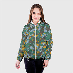 Куртка с капюшоном женская Цифровой камуфляж - зелено-голубой, цвет: 3D-белый — фото 2