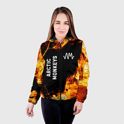 Куртка с капюшоном женская Arctic Monkeys и пылающий огонь, цвет: 3D-черный — фото 2