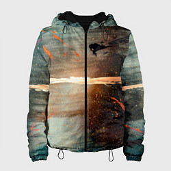 Женская куртка Светло-синий абстрактный фон и брызки красок