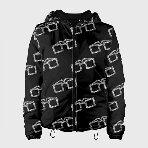 Женская куртка Модные очки черно-белый узор / 3D-Черный – фото 1