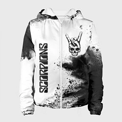Куртка с капюшоном женская Scorpions и рок символ на светлом фоне, цвет: 3D-белый