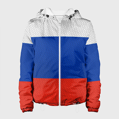 Женская куртка Триколор - флаг России плетёный / 3D-Белый – фото 1