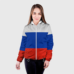 Куртка с капюшоном женская Триколор - флаг России плетёный, цвет: 3D-белый — фото 2