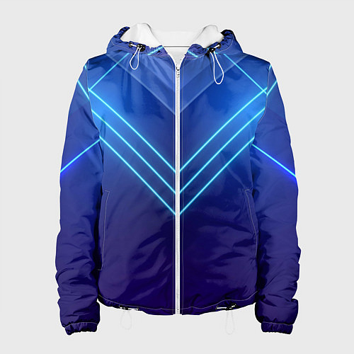 Женская куртка Глубокий синий с неоновыми полосами / 3D-Белый – фото 1