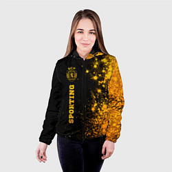 Куртка с капюшоном женская Sporting - gold gradient: по-вертикали, цвет: 3D-черный — фото 2