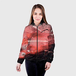Куртка с капюшоном женская Красный туман, царапины и краски, цвет: 3D-черный — фото 2