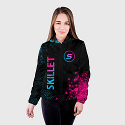 Куртка с капюшоном женская Skillet - neon gradient: надпись, символ, цвет: 3D-черный — фото 2