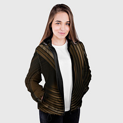 Куртка с капюшоном женская Тёмное-золотые пластины во тьме, цвет: 3D-черный — фото 2