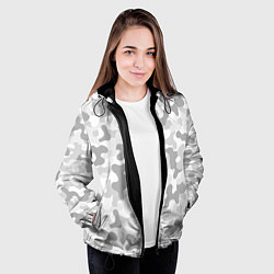 Куртка с капюшоном женская Камуфляж цифра светло-серый крупный, цвет: 3D-черный — фото 2