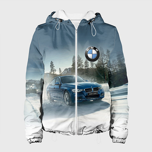 Женская куртка Крутая бэха мчится по лесной дороге / 3D-Белый – фото 1