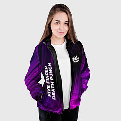 Куртка с капюшоном женская Five Finger Death Punch violet plasma, цвет: 3D-черный — фото 2