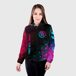 Куртка с капюшоном женская Three Days Grace - neon gradient: надпись, символ, цвет: 3D-черный — фото 2