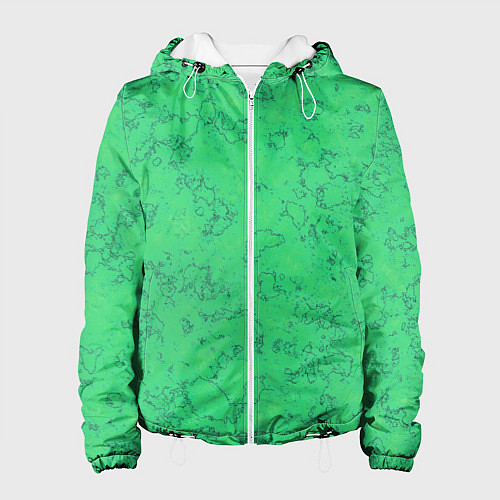 Женская куртка Мраморный зеленый яркий узор / 3D-Белый – фото 1