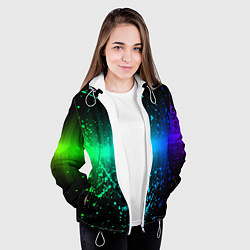 Куртка с капюшоном женская Неоновая абстракция, цвет: 3D-белый — фото 2