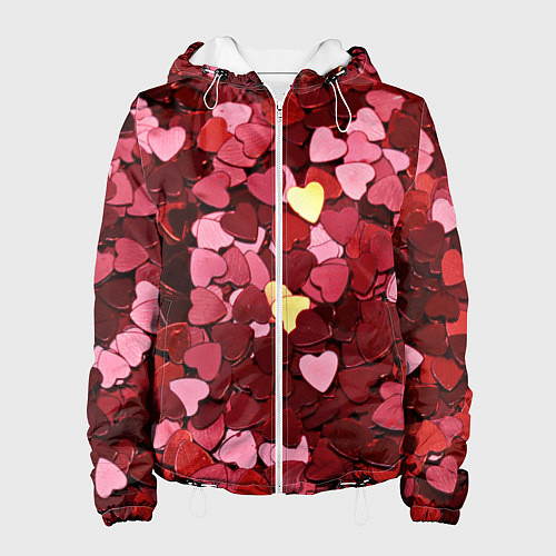 Женская куртка Куча разноцветных сердечек / 3D-Белый – фото 1