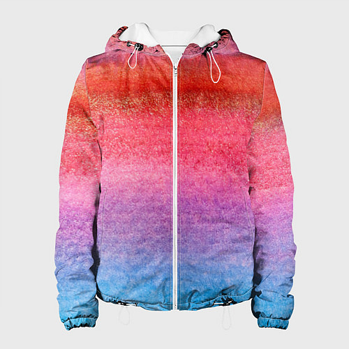 Женская куртка Красно-синий градиент акварель / 3D-Белый – фото 1