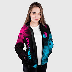 Куртка с капюшоном женская Daewoo - neon gradient: надпись, символ, цвет: 3D-черный — фото 2