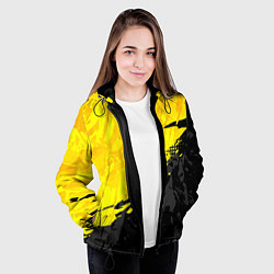 Куртка с капюшоном женская Black and yellow, цвет: 3D-черный — фото 2