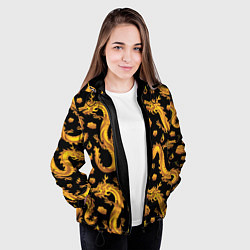 Куртка с капюшоном женская Golden dragons, цвет: 3D-черный — фото 2